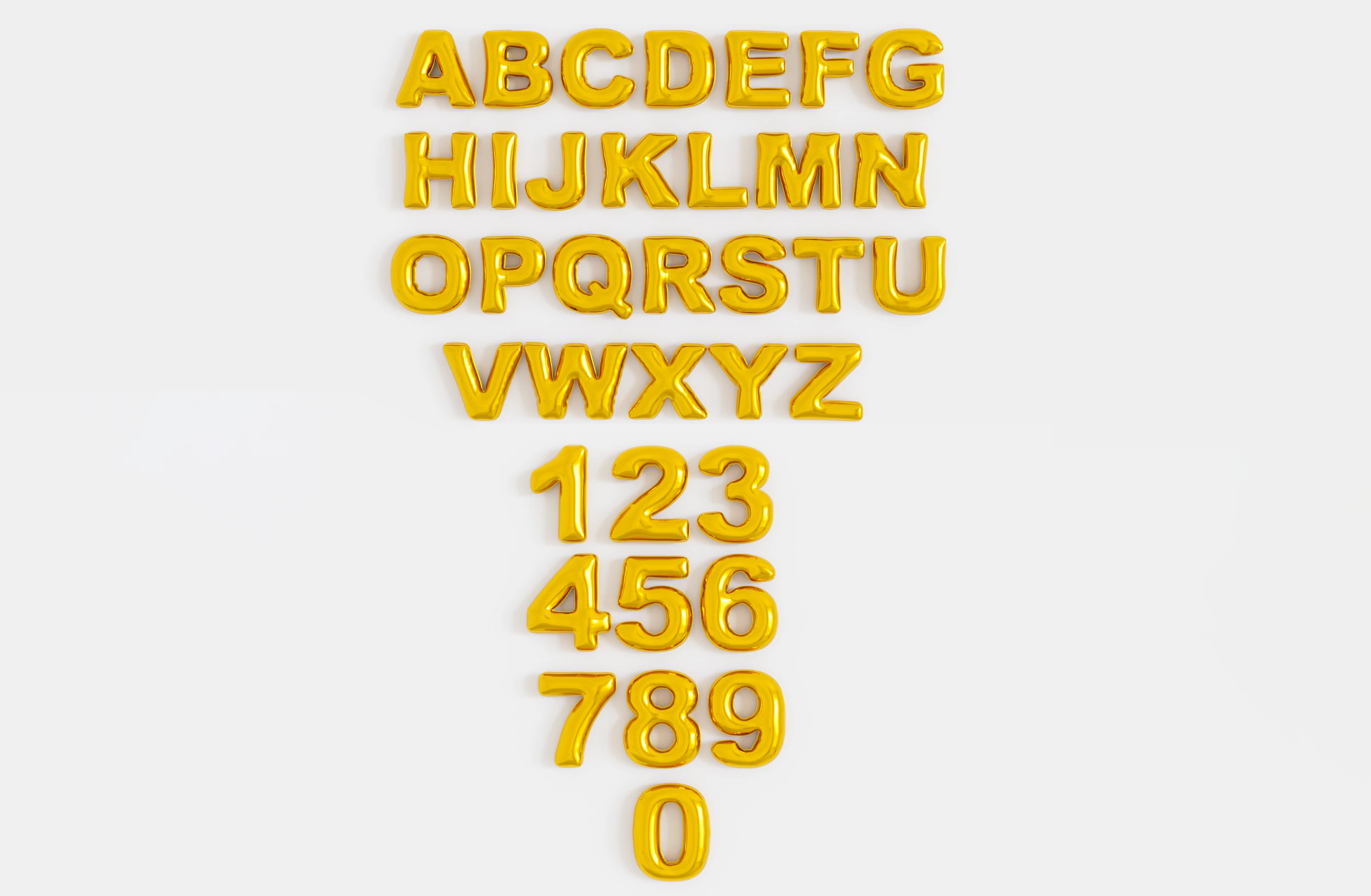 Balloons Alphabet and Numbers 3D Model .c4d .max .obj .3ds .fbx .stl .blend 