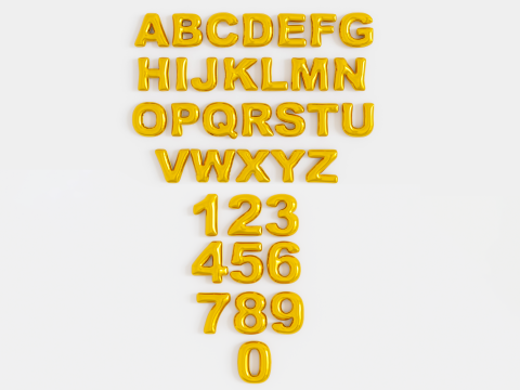 Balloons Alphabet and Numbers 3D Model