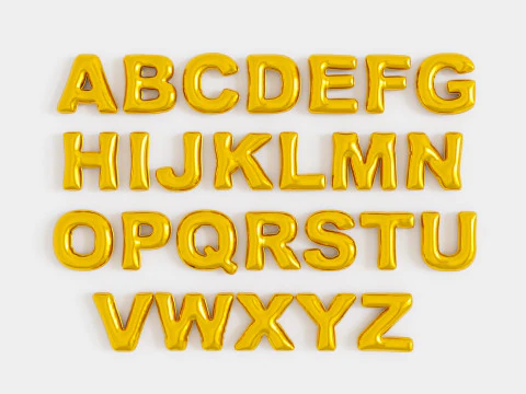 Balloons Alphabet and Numbers 3D Model