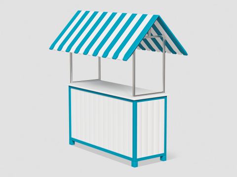 Wooden Food Stand 01 3D Model