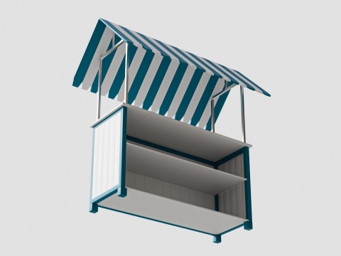 Wooden Food Stand 01 3D Model