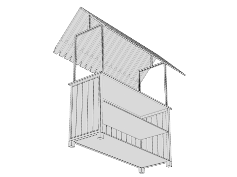 Wooden Food Stand 01 3D Model