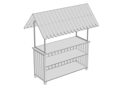 Wooden Food Stand 01 3D Model