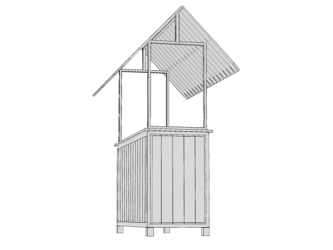 Wooden Food Stand 01 3D Model