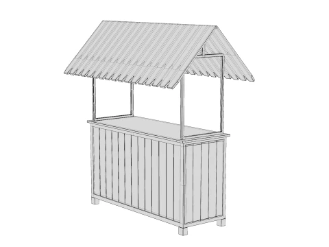 Wooden Food Stand 02 3D Model