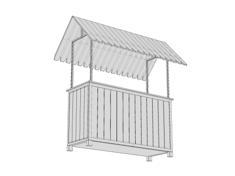 Wooden Food Stand 02 3D Model