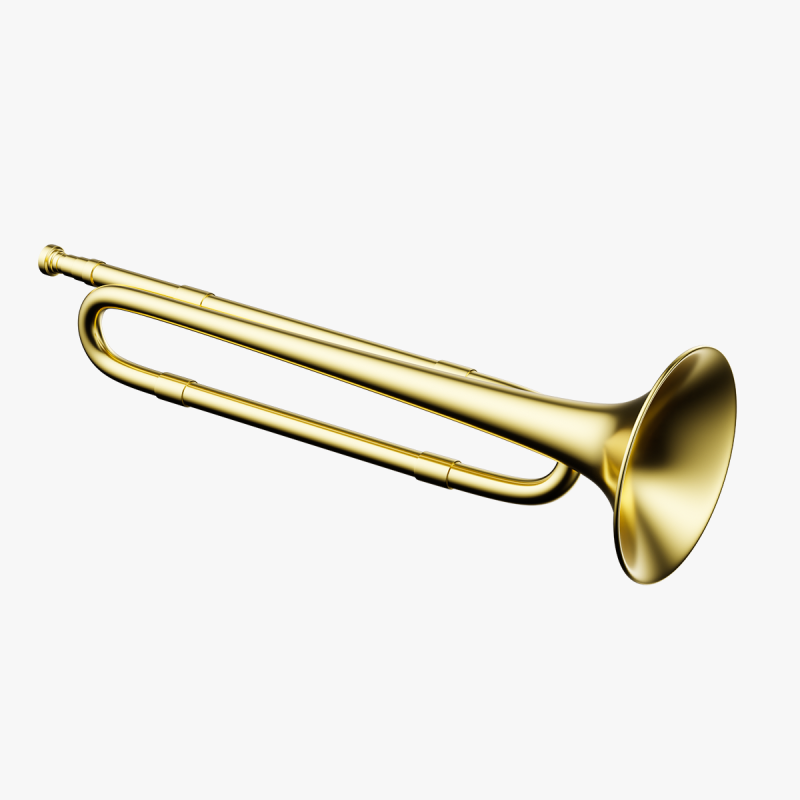 Trumpet brass 02 3D Model .c4d .max .obj .3ds .fbx .stl .blend 