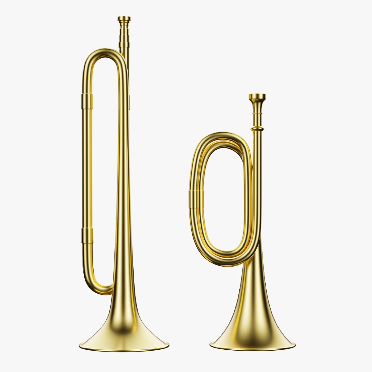 2 trumpet brass 3D Model .c4d .max .obj .3ds .fbx .stl .blend