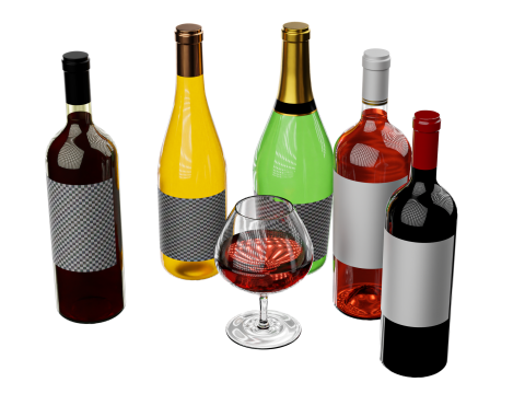 Wine bottle collection 3D Модель