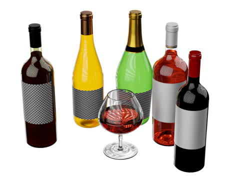 Wine bottle collection 3D Model