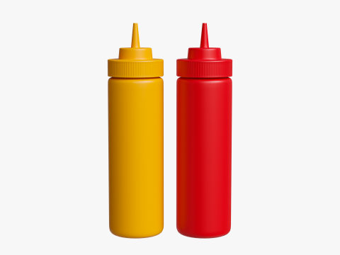 Ketchup Mayonnaise Bottle 3D Model