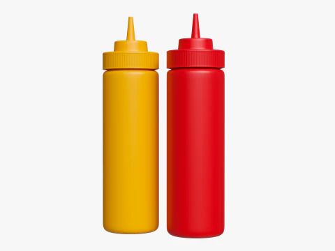 Ketchup Mayonnaise Bottle 3D Model