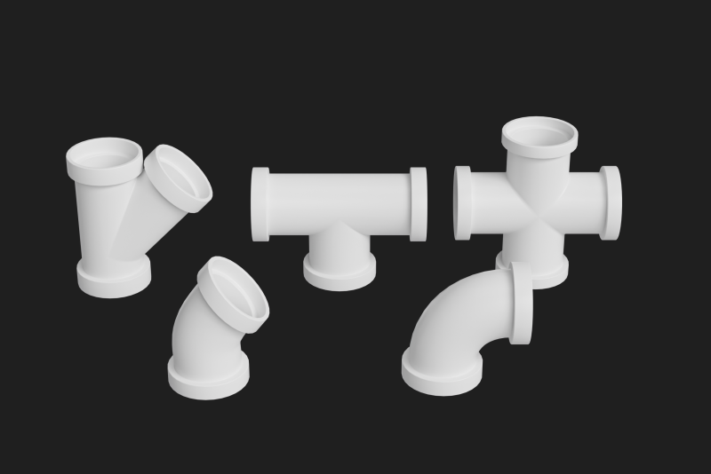 PVC Pipe Joints 3D 모델 .c4d .max .obj .3ds .fbx .stl .blend