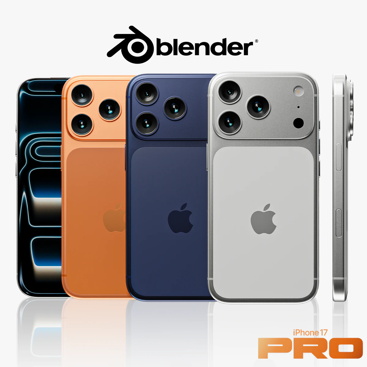Apple iPhone 17 Pro and Pro Max 2025 3D Model .c4d .max .obj .3ds .fbx .stl .blend 