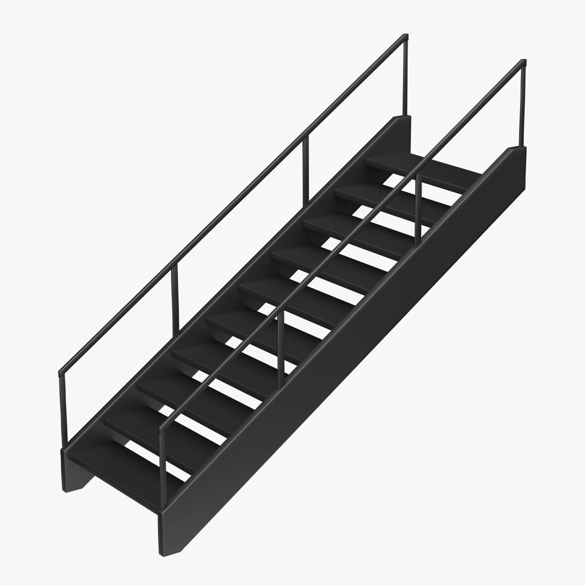 Metal Stairs 01 3D Model .c4d .max .obj .3ds .fbx .stl .blend