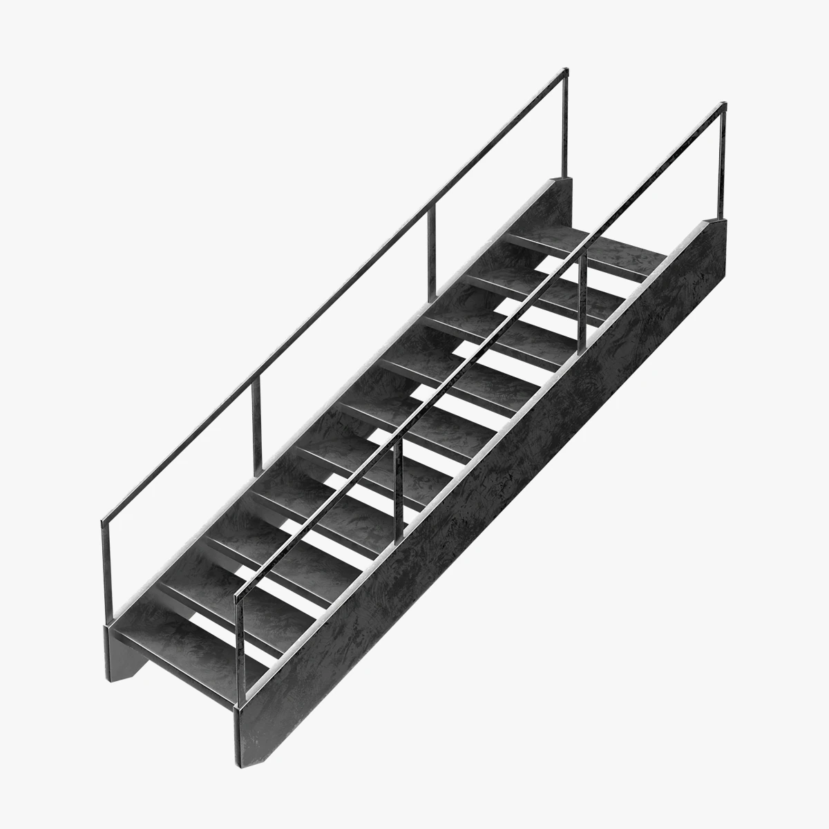 Metal Stairs 02 3D Model .c4d .max .obj .3ds .fbx .stl .blend