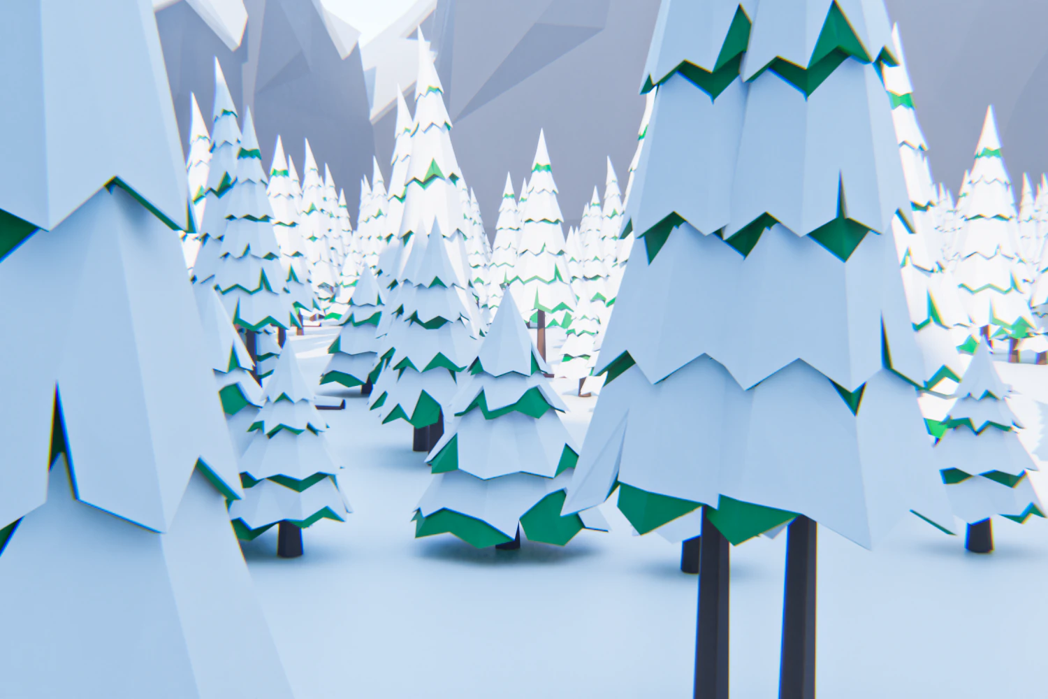 Low-Poly Winter Environment 3D Model .c4d .max .obj .3ds .fbx .stl .blend 