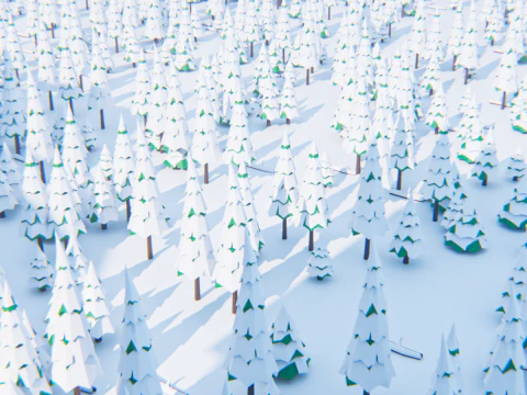 Low-Poly Winter Environment 3D Model