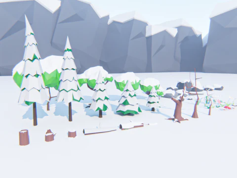 Low-Poly Winter Environment 3D Model