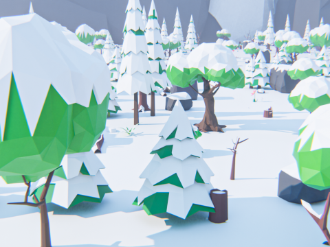 Low-Poly Winteromgeving 3D Model