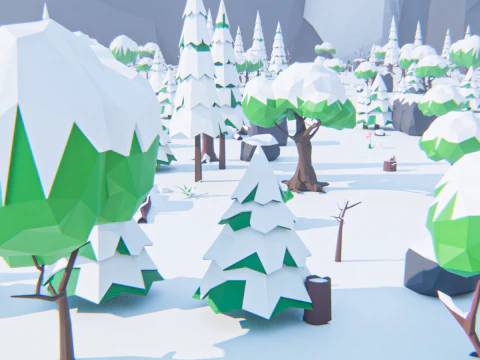 Low-Poly Winter Environment 3D Model
