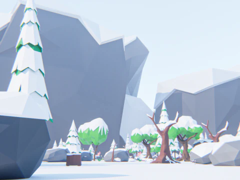 Low-Poly Winter Environment 3D Model