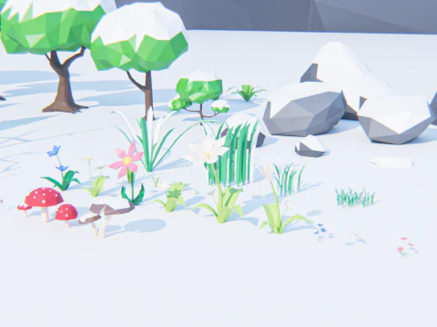 Low-Poly Winter Environment 3D Model
