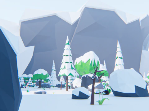 Low-Poly Winter Environment 3D Model