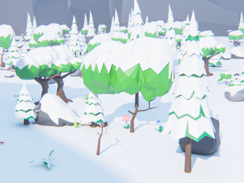 Low-Poly Winter Environment 3D Model