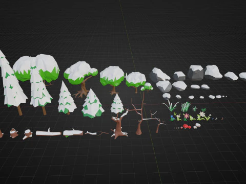 Low-Poly Winter Environment 3D Model