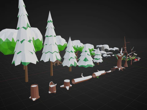Low-Poly Winter Environment 3D Model