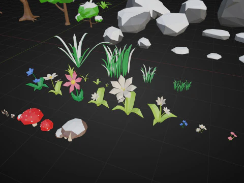 Low-Poly Winter Environment 3D Model