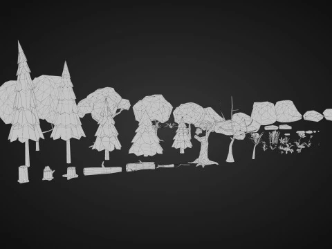 Low-Poly Winter Environment 3D Model