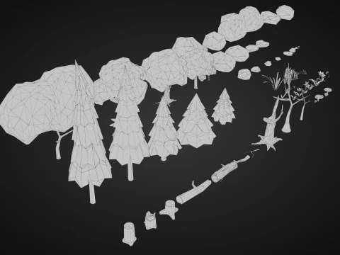 Low-Poly Winter Environment 3D Model