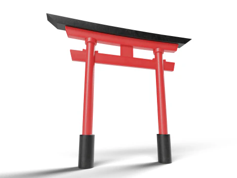 Japanese Red Torii Gate 3D Model