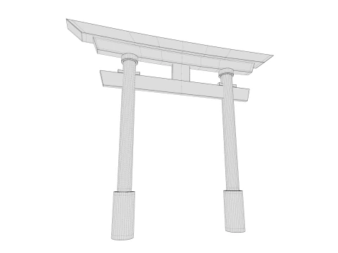 Japanese Red Torii Gate 3D Model