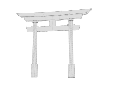 Japanese Red Torii Gate 3D Model