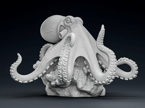 Impress&atilde;o detalhada de polvo em rocha 3D Modelo de Impressão 3D