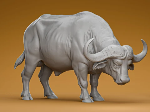 Majestätische afrikanische Büffelstatue 3D-Druck 3D Druckmodell