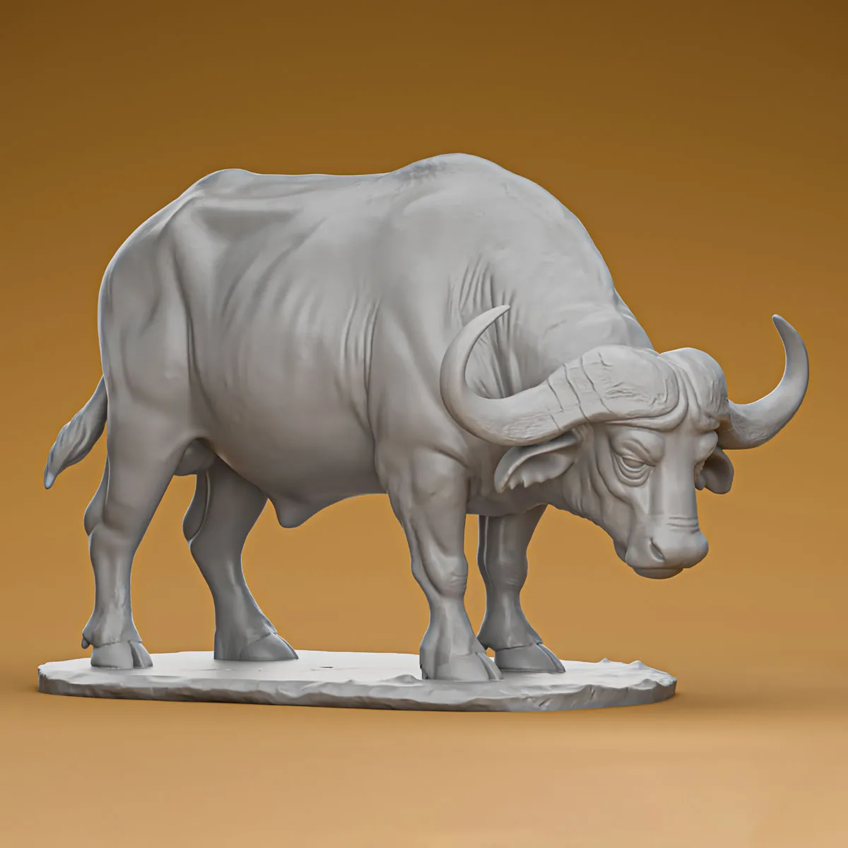 Maestoso bufalo africano con stampa 3D base Modello di stampa 3D .c4d .max .obj .3ds .fbx .stl .blend 