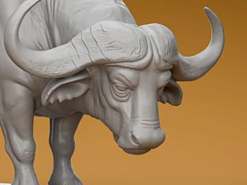 Maestoso bufalo africano con stampa 3D base Modello di stampa 3D