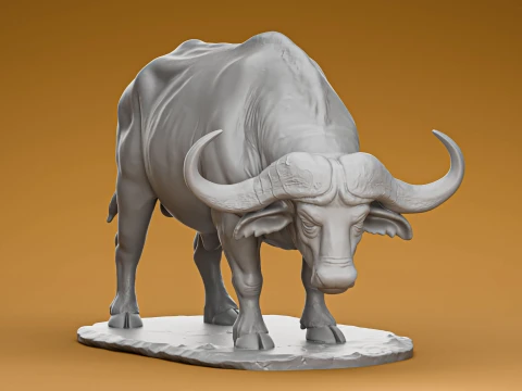 Maestoso bufalo africano con stampa 3D base Modello di stampa 3D