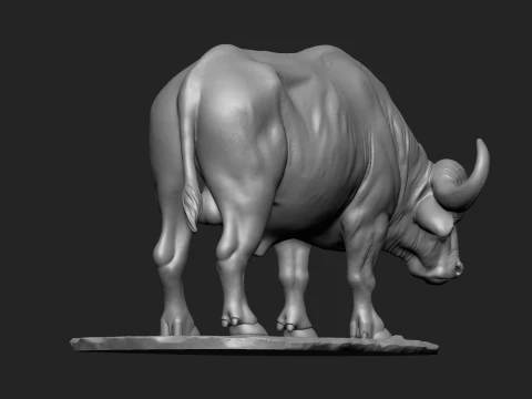 Maestoso bufalo africano con stampa 3D base Modello di stampa 3D