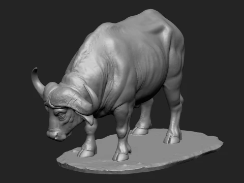 Maestoso bufalo africano con stampa 3D base Modello di stampa 3D
