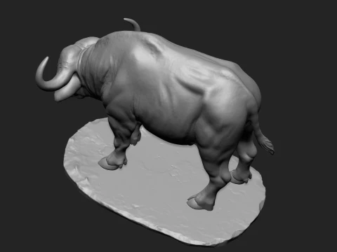 Maestoso bufalo africano con stampa 3D base Modello di stampa 3D