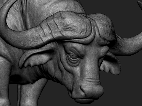 Maestoso bufalo africano con stampa 3D base Modello di stampa 3D