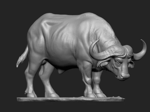 Maestoso bufalo africano con stampa 3D base Modello di stampa 3D
