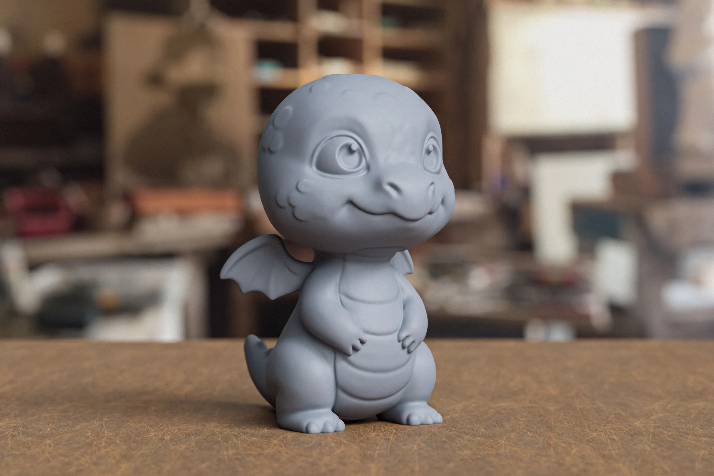 Stylized Baby Dragon Statue 3D Print 3D Print Model .c4d .max .obj .3ds .fbx .stl .blend 