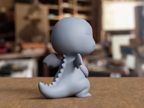 Stylized Baby Dragon Statue 3D Print 3D Print Model