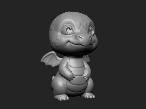 Stylized Baby Dragon Statue 3D Print 3D Print Model